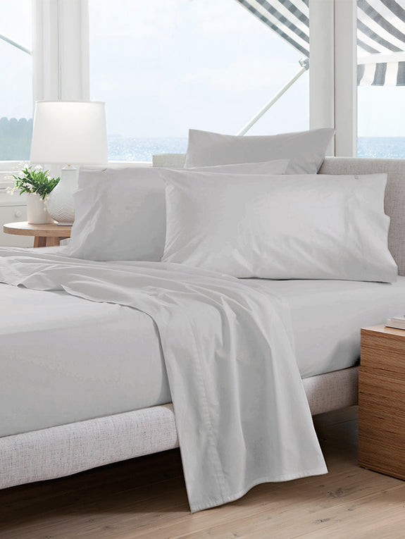 Oxford 300TC Crisp Cotton Percale Sheet Set Range Warm Silver
