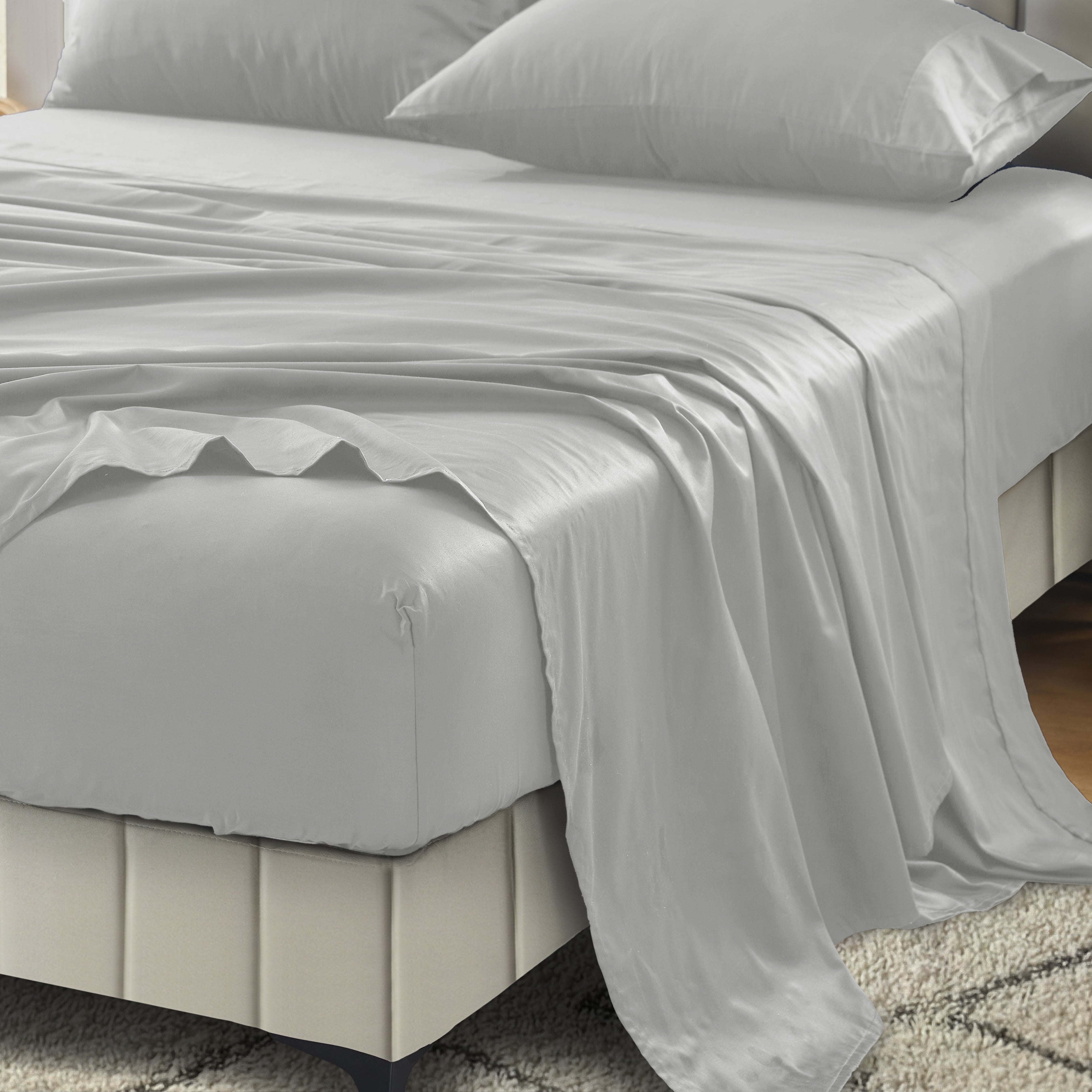 Signature 500TC Classic Egyptian Cotton Mega Fitted or Flat Sheet Range Silver Mist