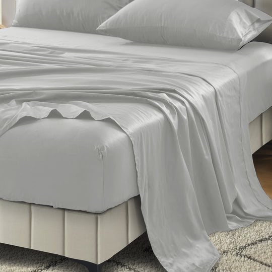 Signature 500TC Classic Egyptian Cotton Mega Fitted or Flat Sheet Range Silver Mist
