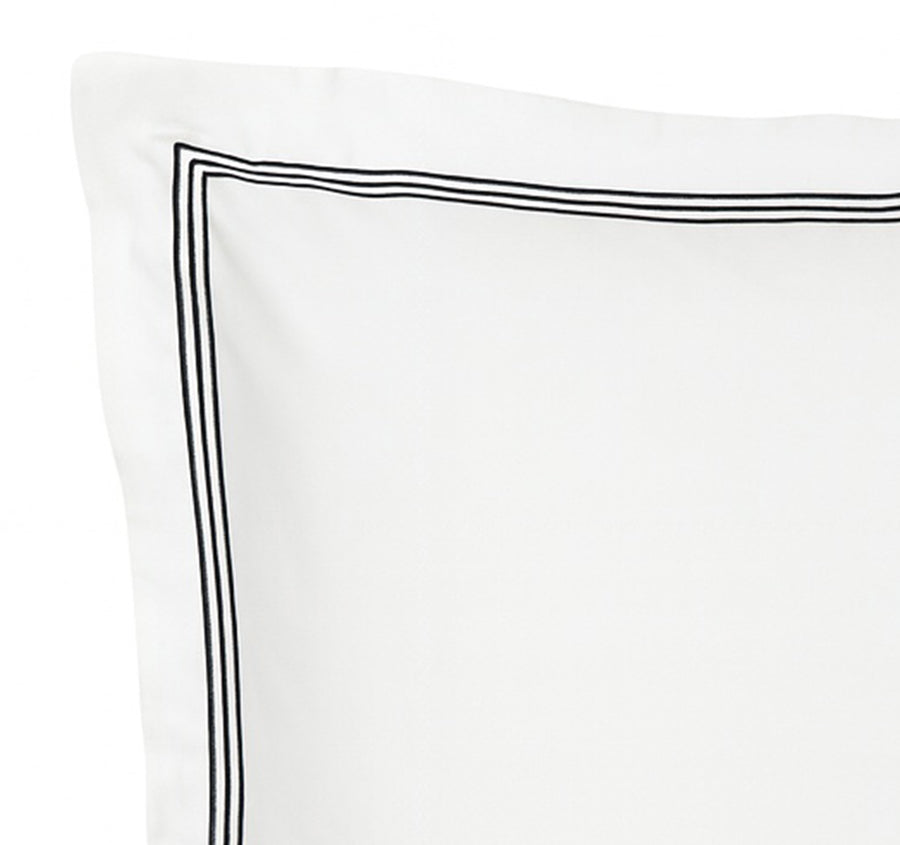 Signature 500TC Embroidered Egyptian Cotton Tailored Standard Pillowcase Pair Pure White and Black