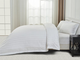 Signature 500TC Luxe Stripe Egyptian Cotton Quilt Cover Set Range Pure White