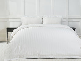 Signature 500TC Luxe Stripe Egyptian Cotton Quilt Cover Set Range Pure White