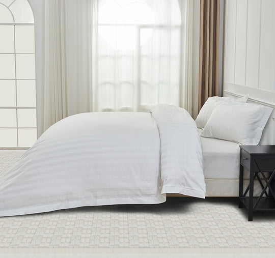 Signature 500TC Luxe Stripe Egyptian Cotton Quilt Cover Set Range Pure White