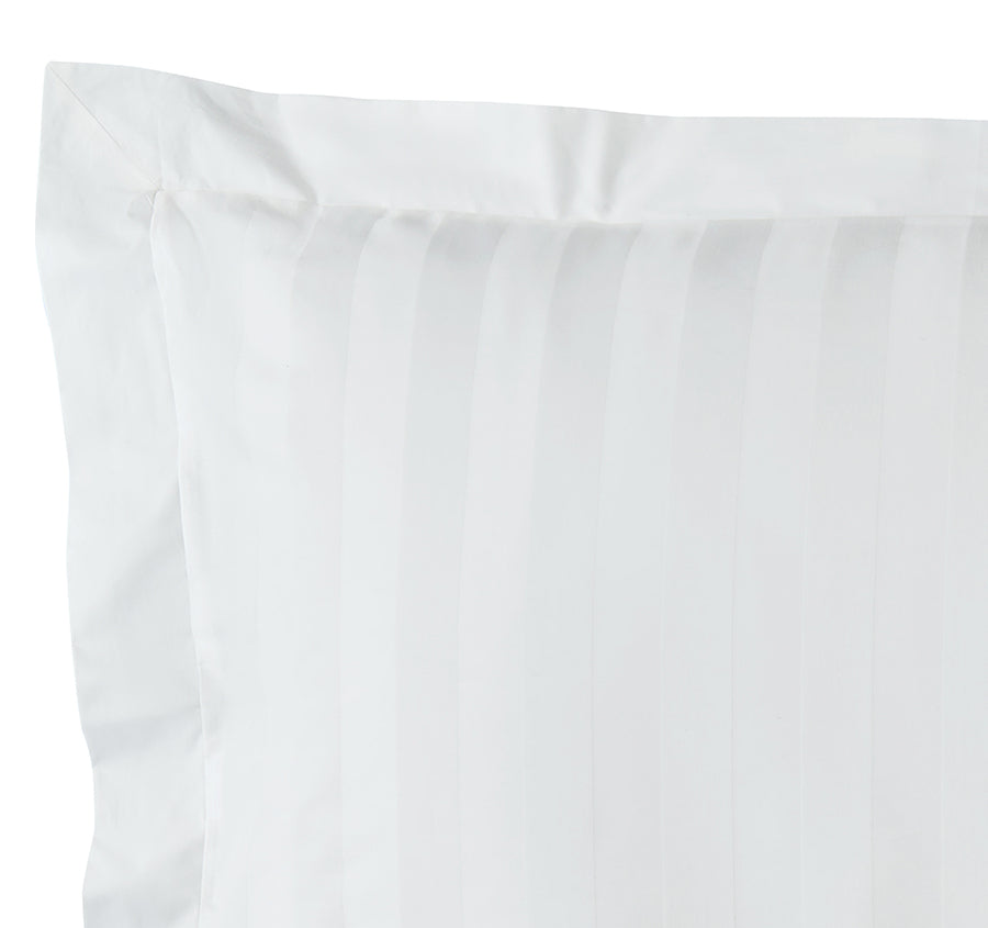 Signature 500TC Luxe Stripe Egyptian Cotton Tailored Standard Pillowcase Pair Pure White