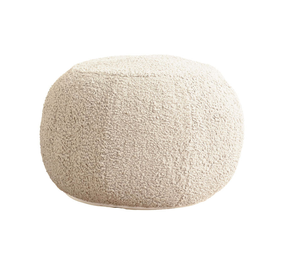 Boucle Small Round Pouffe Cream