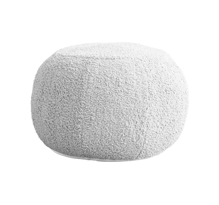 Boucle Small Round Pouffe White