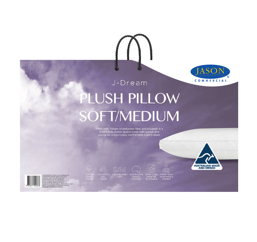 J-Dream Plush 750g Queen Soft Medium Gusset Pillow
