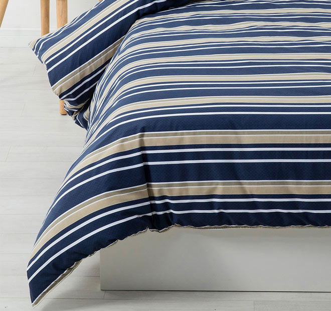 Brighton Quilt Cover Set Range Midnight Blue