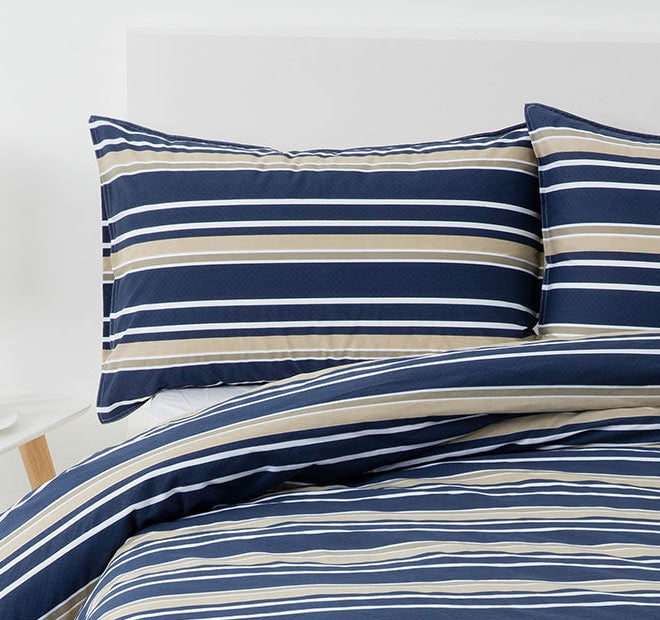 Brighton Quilt Cover Set Range Midnight Blue