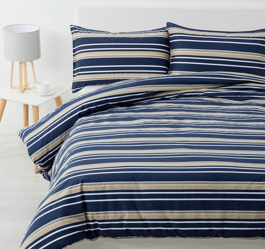 Brighton Quilt Cover Set Range Midnight Blue