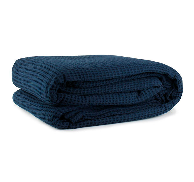 Cotton Waffle Blanket Range Navy