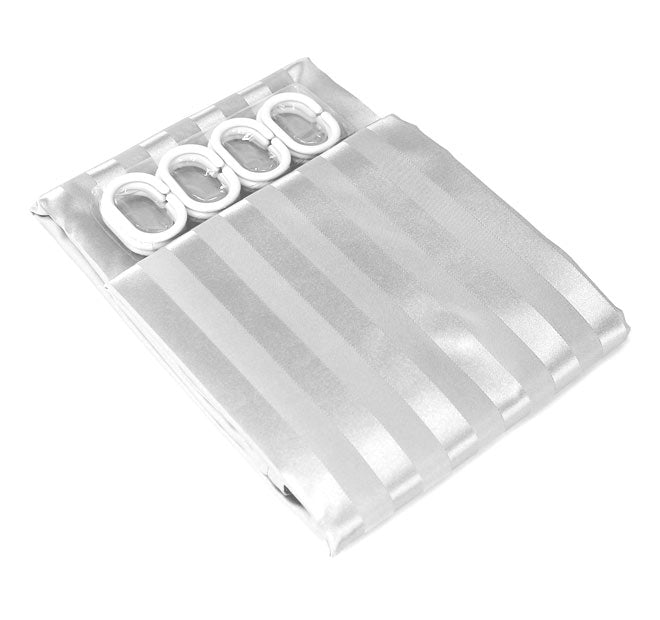 Satin Stripe 180x180cm Shower Curtain White