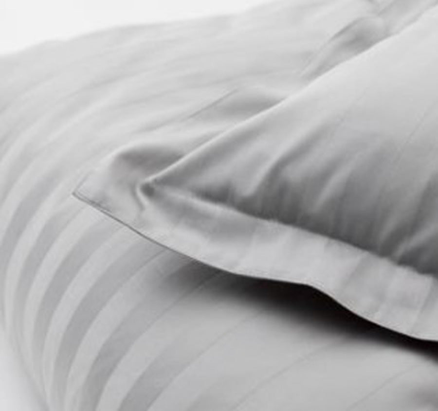 Satin Stripe Quilt Cover Set Range Silver