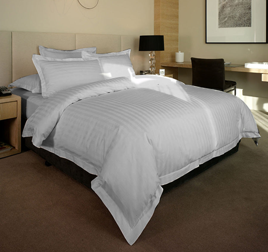 Satin Stripe Quilt Cover Set Range Silver