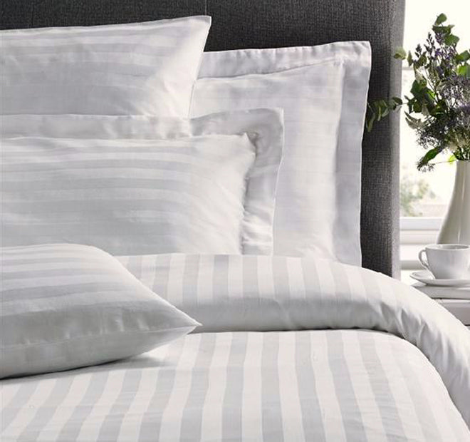 Satin Stripe Quilt Cover Set Range White