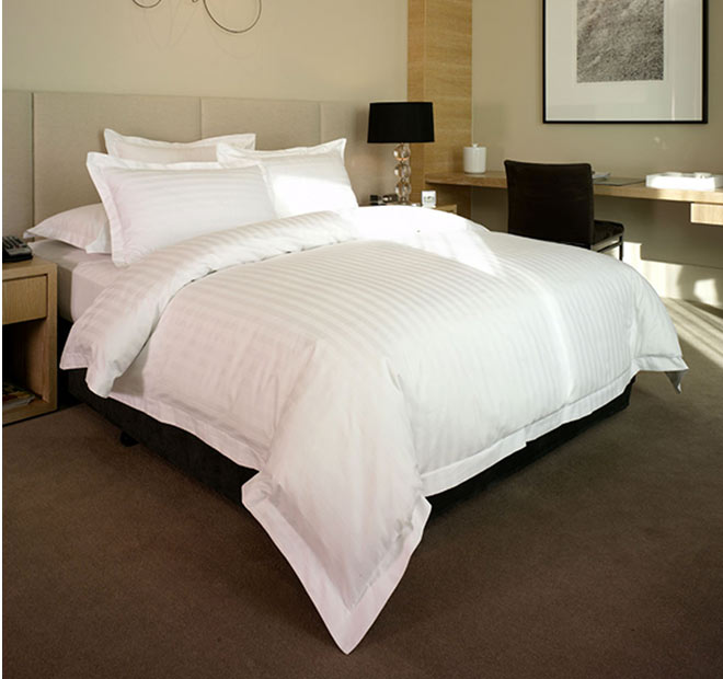 Satin Stripe Quilt Cover Set Range White