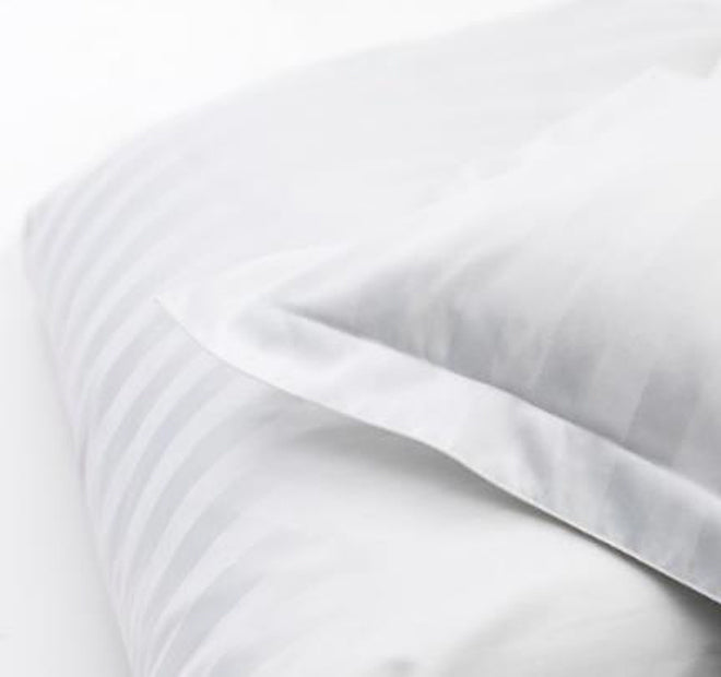 Satin Stripe Quilt Cover Set Range White