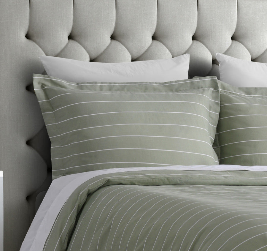 Studio Stripe Quilt Cover Set Range Sage