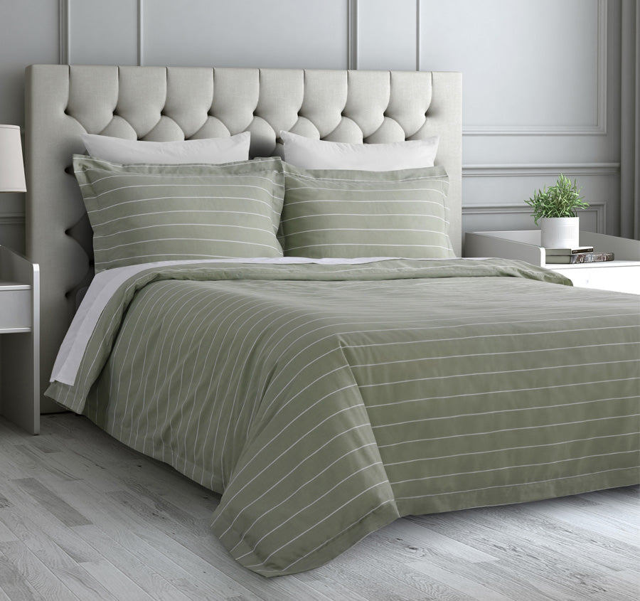 Studio Stripe Quilt Cover Set Range Sage