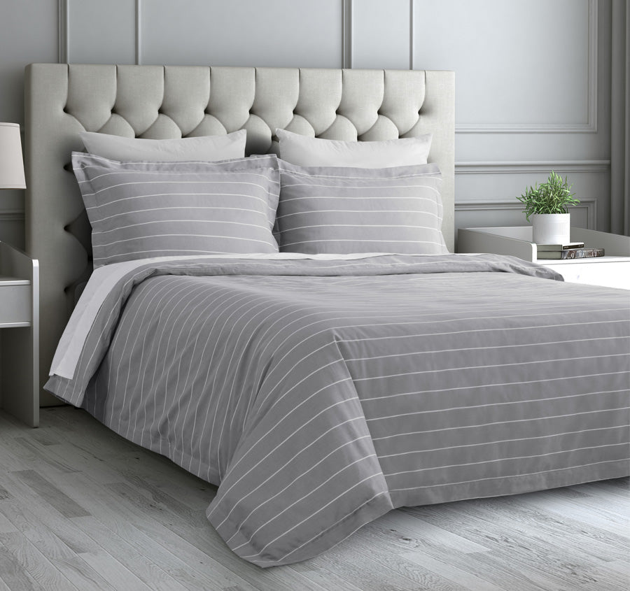 Studio Stripe Quilt Cover Set Range Silver