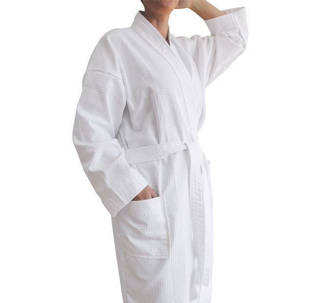 Waffle One Size Bath Robe White