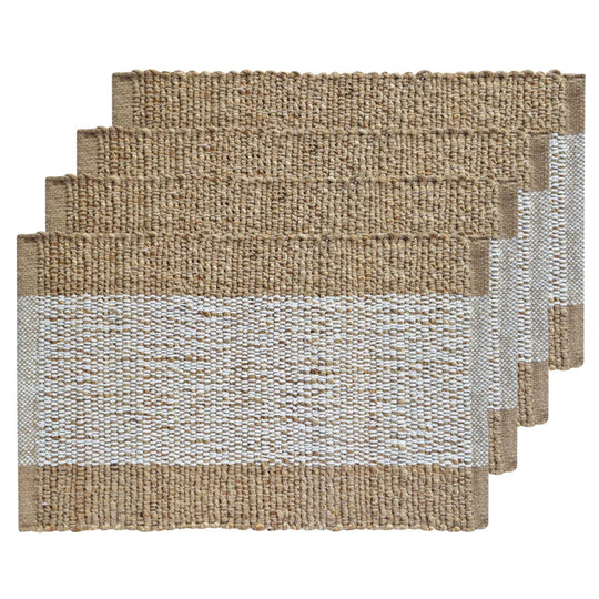Blake 33x48cm 4 Piece Placemat Set White and Warm Taupe