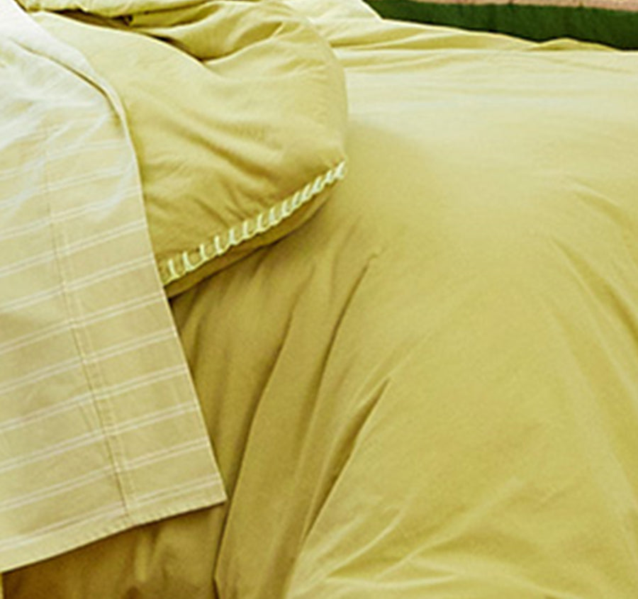 Blanket Stitch Quilt Cover Set Range Lime