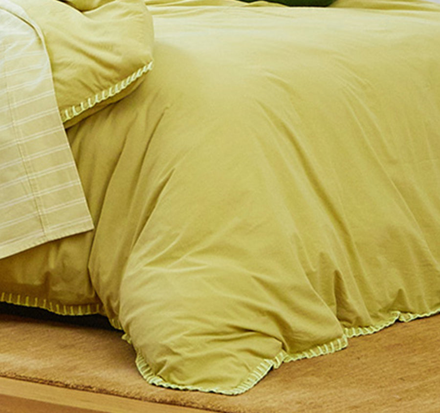 Blanket Stitch Quilt Cover Set Range Lime