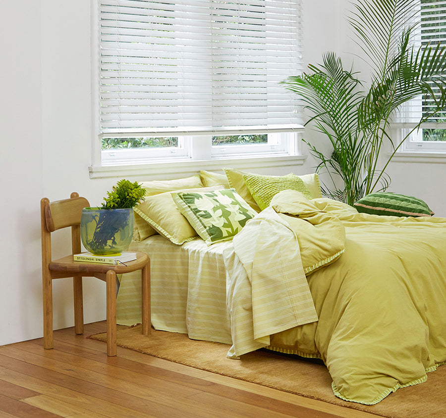 Blanket Stitch Quilt Cover Set Range Lime
