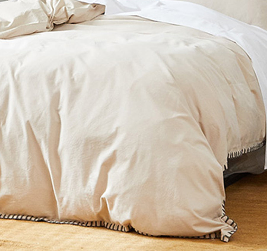 Blanket Stitch Quilt Cover Set Range Oatmeal