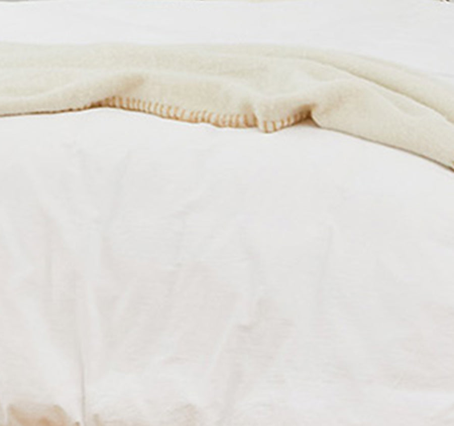 Blanket Stitch Quilt Cover Set Range White