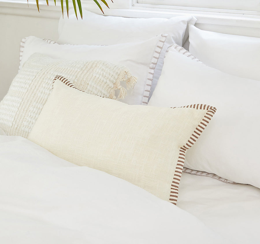 Blanket Stitch Quilt Cover Set Range White