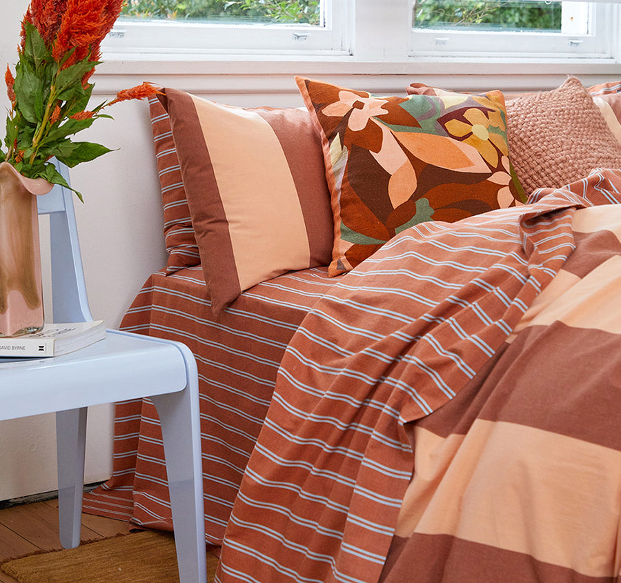 Breeze Quilt Cover Set Range Rust