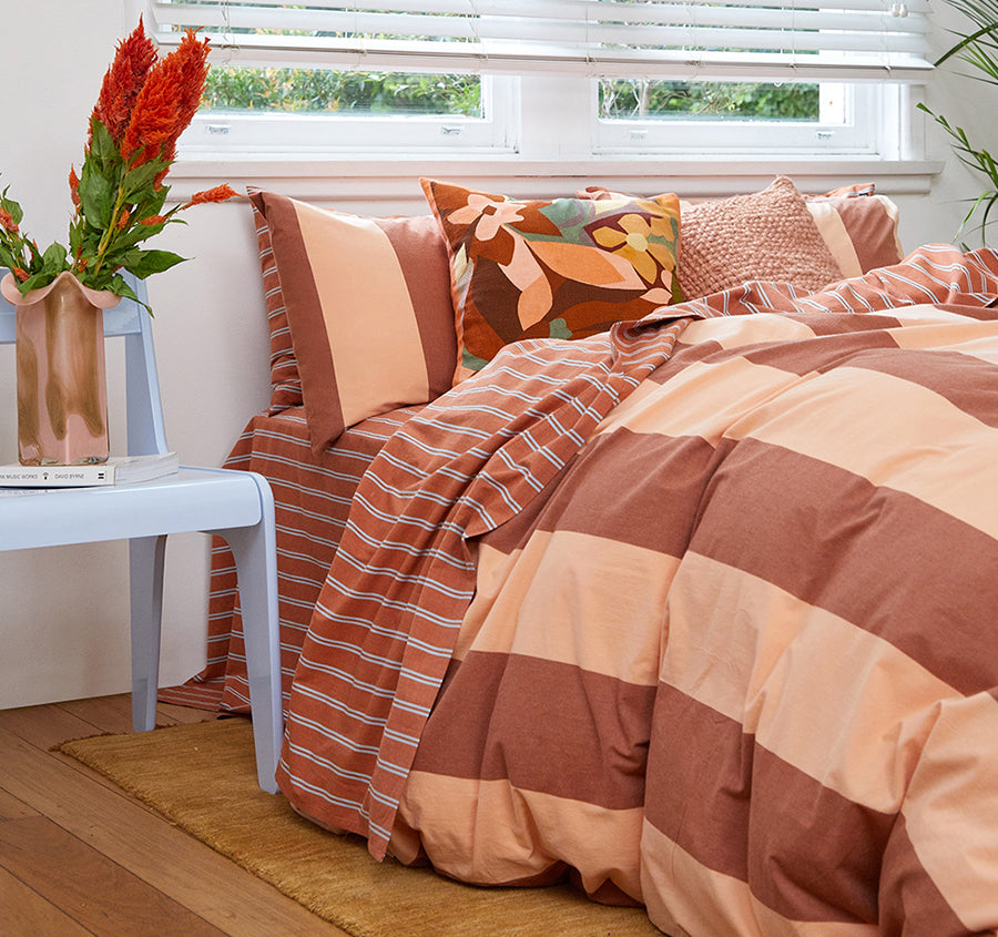 Breeze Quilt Cover Set Range Rust