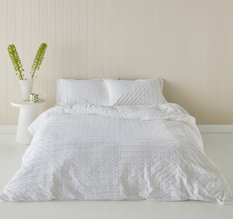 Jumbo Waffle Quilt Cover Set Range White