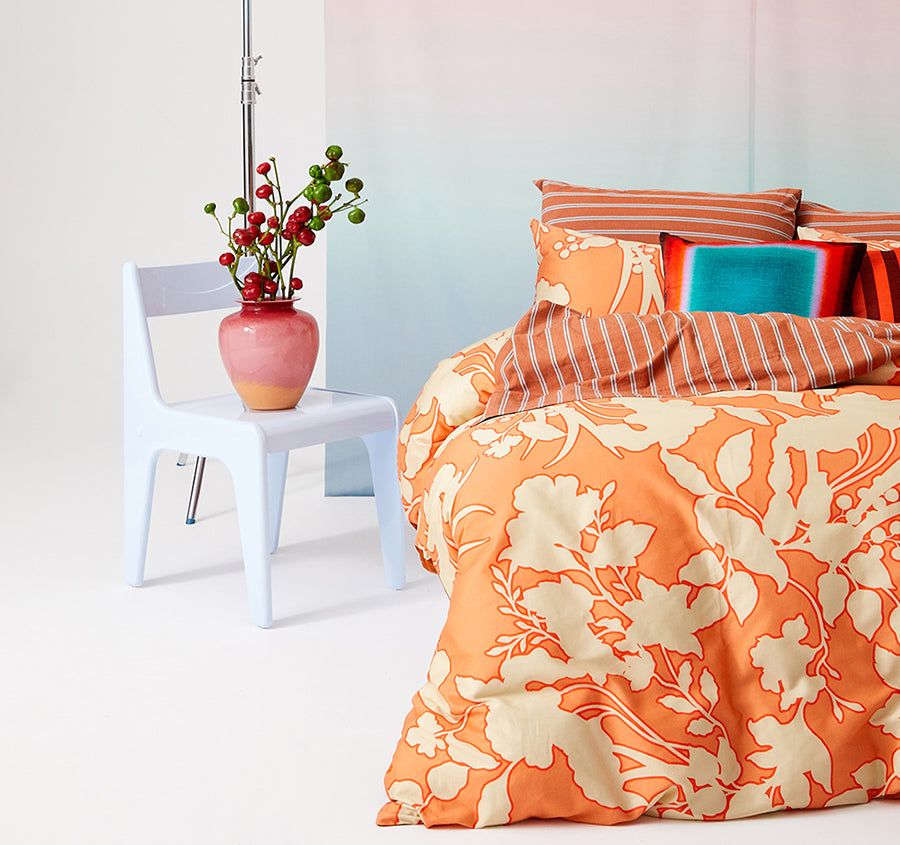 Lila Quilt Cover Set Range Rust