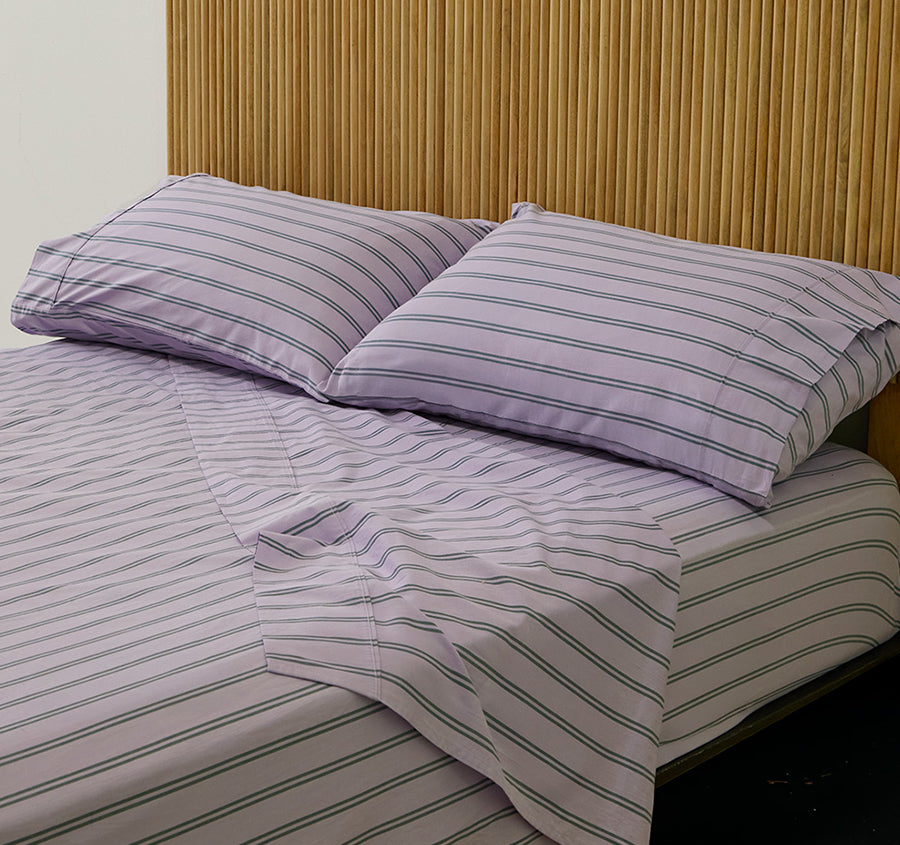 Pinstripe Cotton Mega Sheet Set Range Lilac