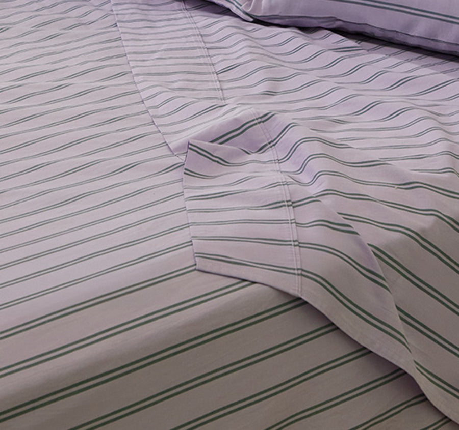 Pinstripe Cotton Mega Sheet Set Range Lilac