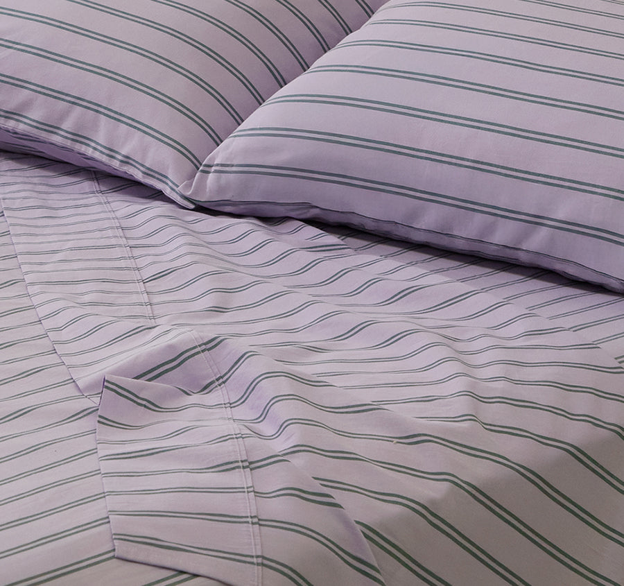 Pinstripe Cotton Mega Sheet Set Range Lilac