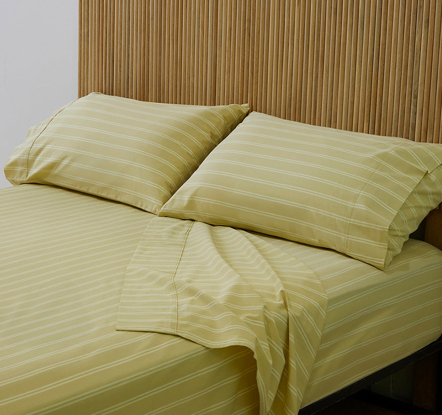 Pinstripe Cotton Mega Sheet Set Range Lime