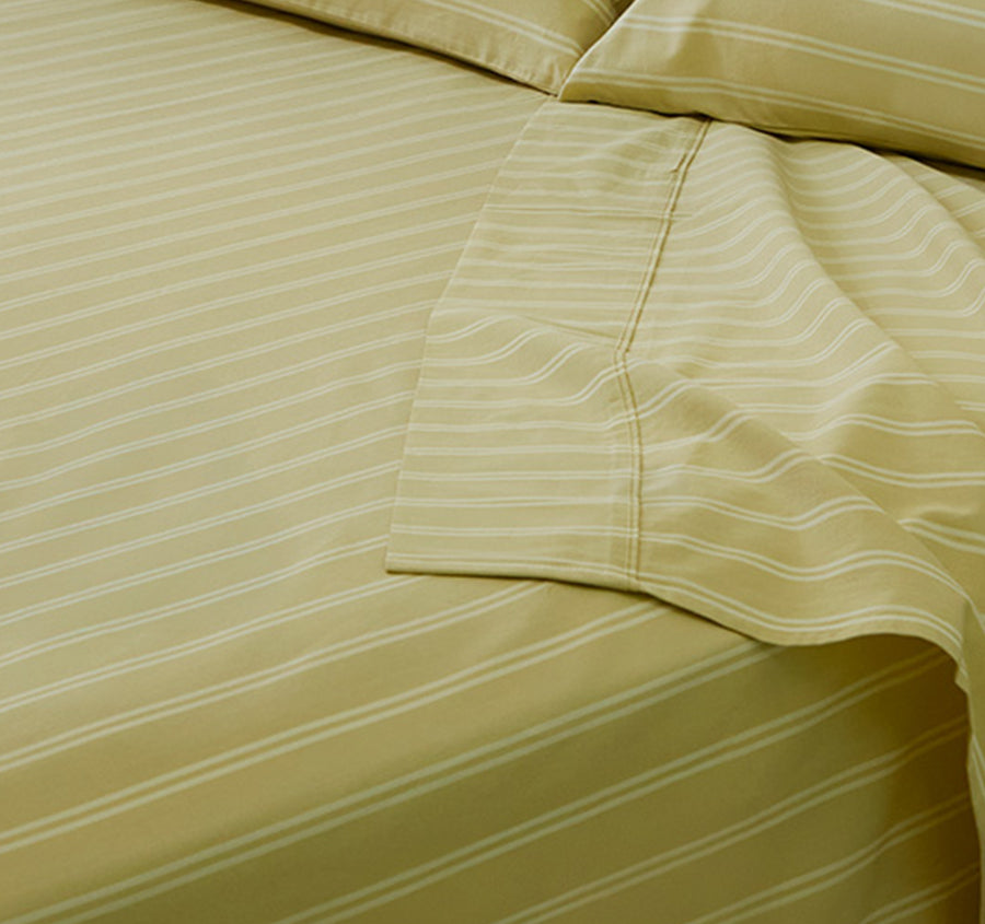 Pinstripe Cotton Mega Sheet Set Range Lime