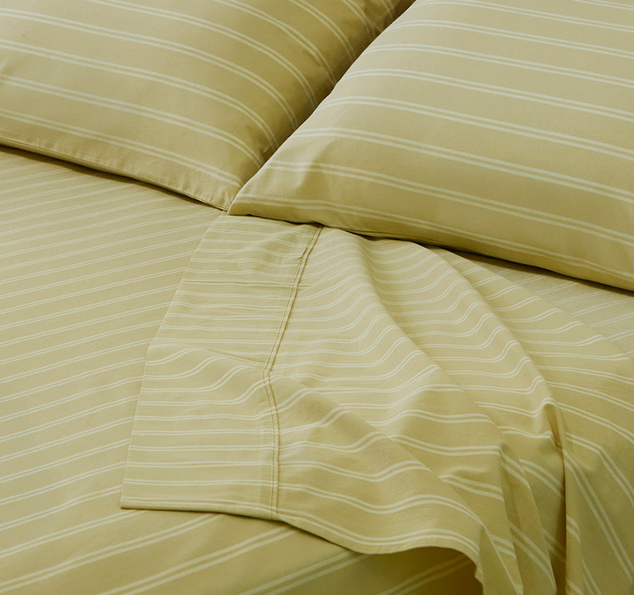 Pinstripe Cotton Mega Sheet Set Range Lime