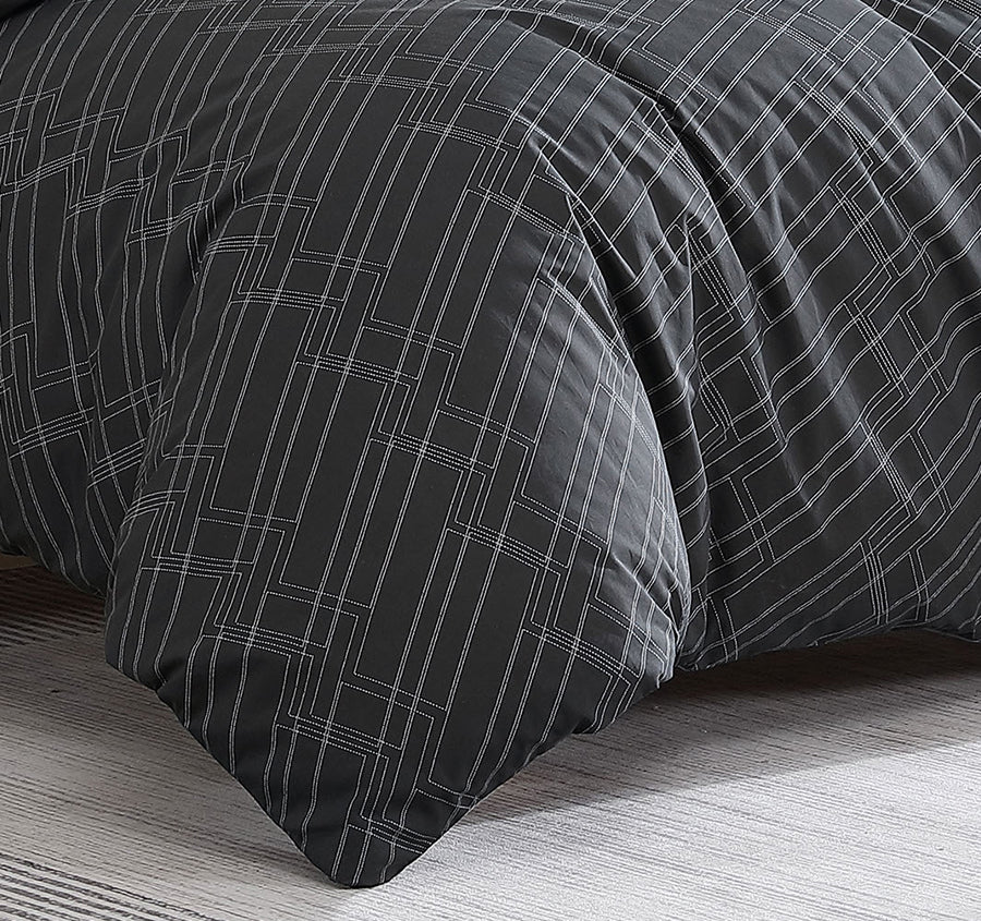 Diagonal Stitch Quilt Cover Set Range Black