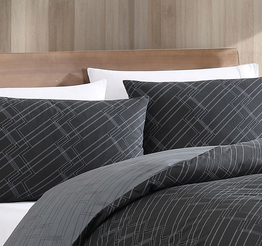 Diagonal Stitch Quilt Cover Set Range Black