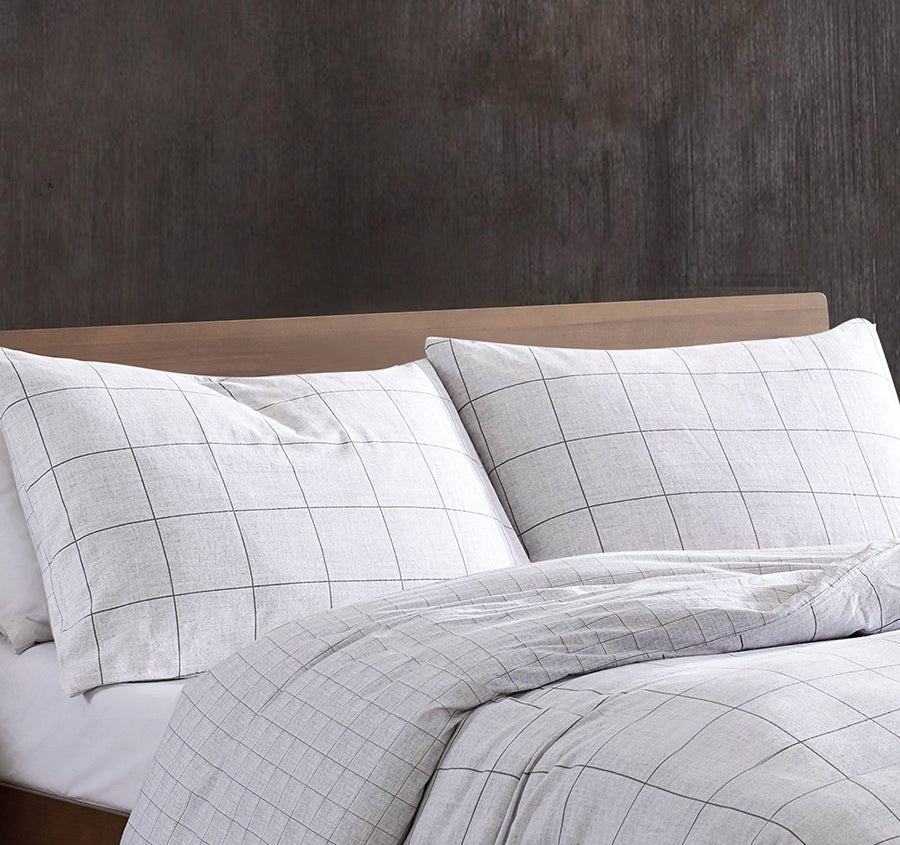 Holden Grid Quilt Cover Set Range Grey