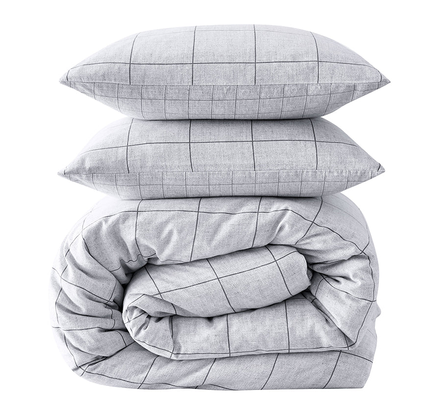 Holden Grid Quilt Cover Set Range Grey