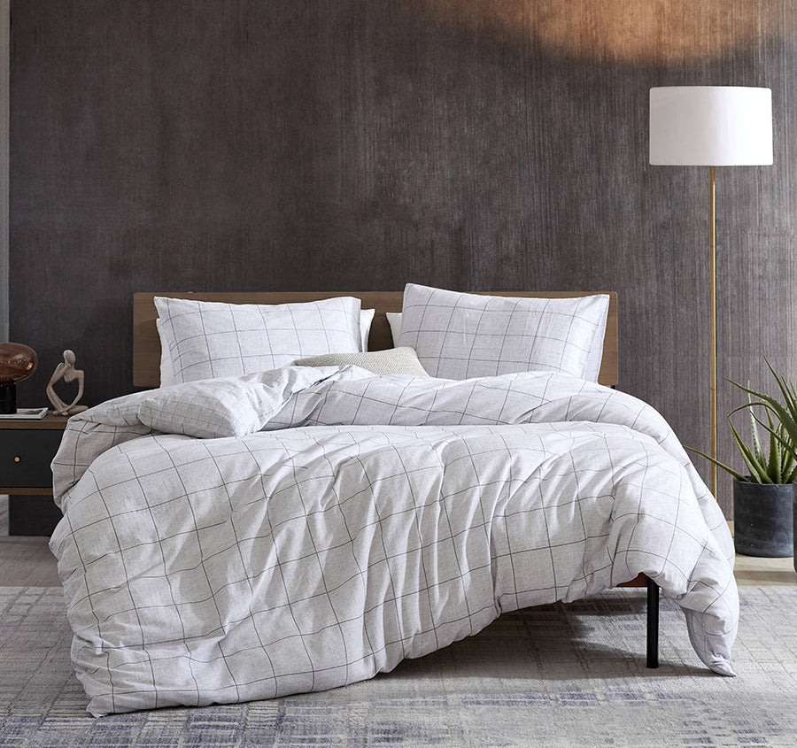 Holden Grid Quilt Cover Set Range Grey