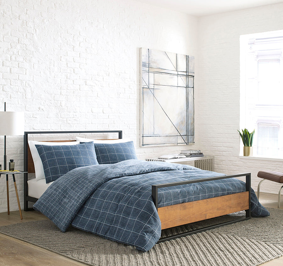 Holden Grid Quilt Cover Set Range Indigo
