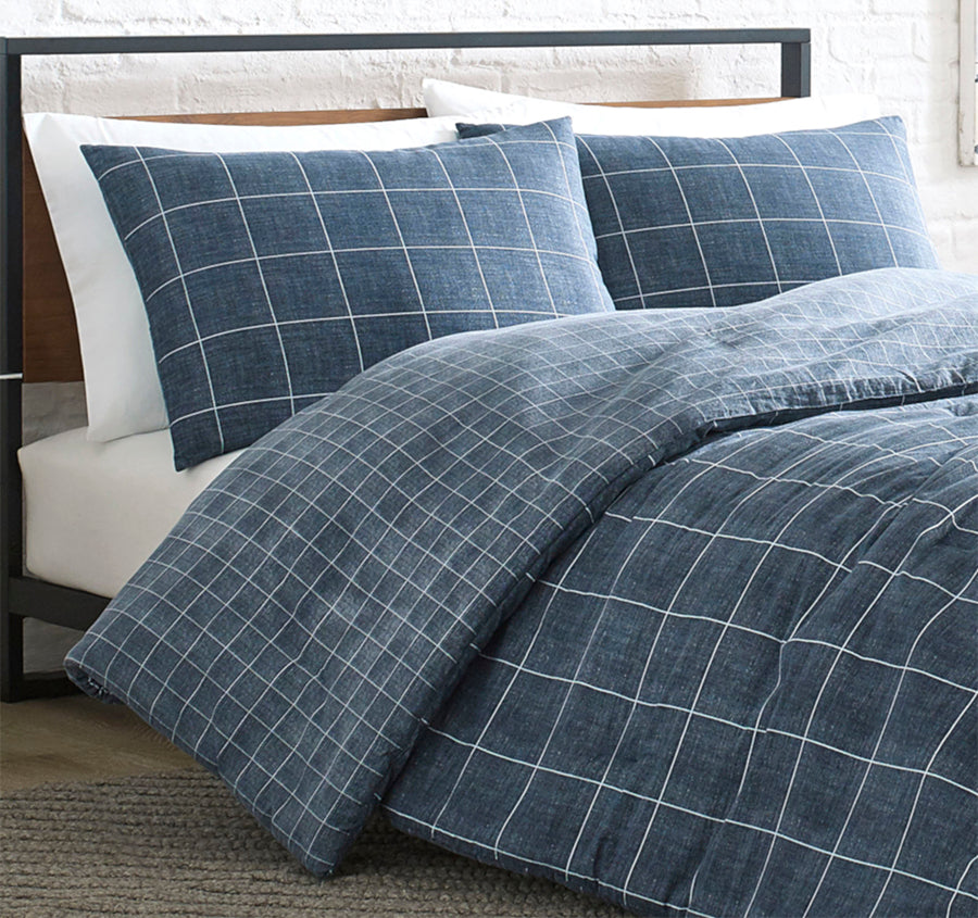 Holden Grid Quilt Cover Set Range Indigo
