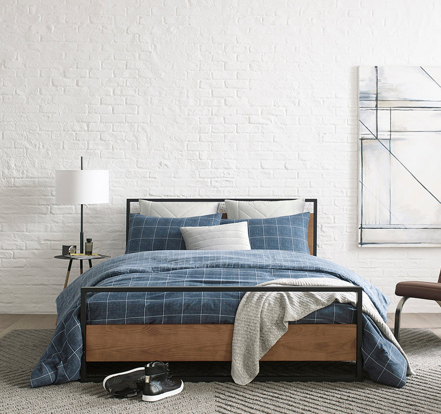Holden Grid Quilt Cover Set Range Indigo